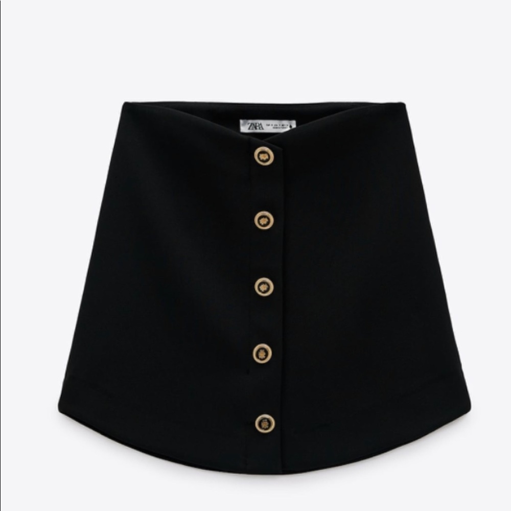 NWT Zara black gold button mini skirt blogger fave XS